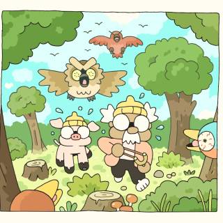 Hermit and Pig wallpaper