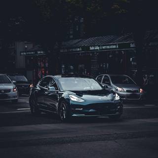 Black Tesla model 3 wallpaper