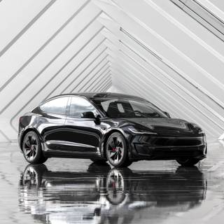 Black Tesla model 3 wallpaper