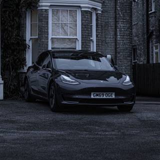 Black Tesla model 3 wallpaper