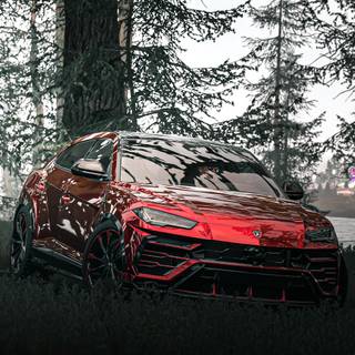 Red Lamborghini Urus wallpaper