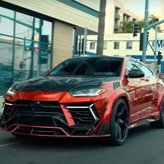 Red Lamborghini Urus wallpaper