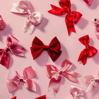 Red and pink bows wallpaper