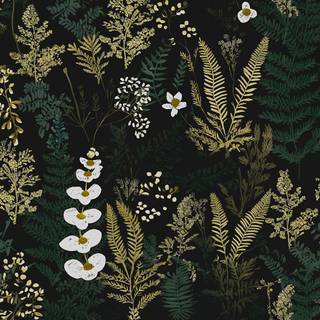 Dark green and gold wallpaper