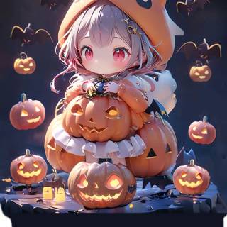 Fancy Halloween anime girls wallpaper