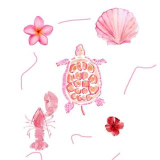 Pink turtle with flowers wallpaper