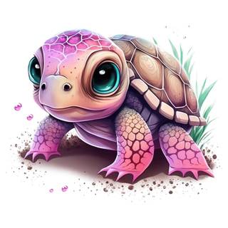 Pink turtle with flowers wallpaper