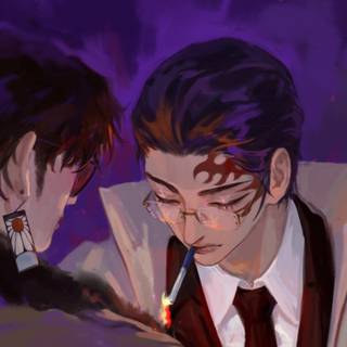 Yoriichi x Kokushibo kiss wallpaper