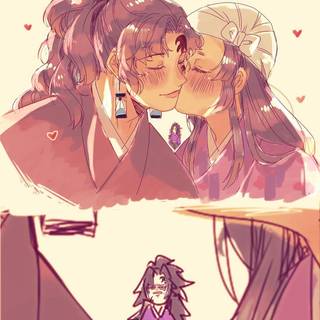 Yoriichi x Kokushibo kiss wallpaper