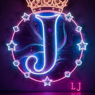 Purple neon letter J wallpaper