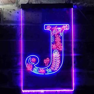 Purple neon letter J wallpaper