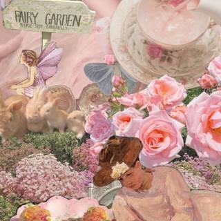 Pink cottagecore wallpaper