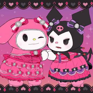 Kuromi and My Melody desktop wallpaper