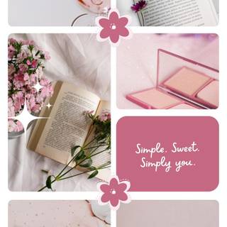 Pink music collage wallpaper