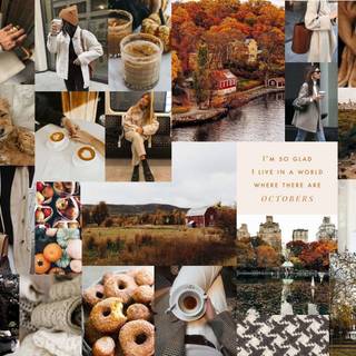 Aesthetic fall collage desktop wallpaper
