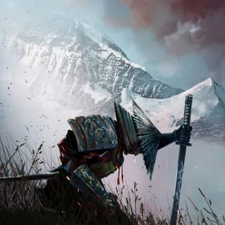 Samurai on knees wallpaper