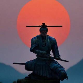 Samurai on knees wallpaper