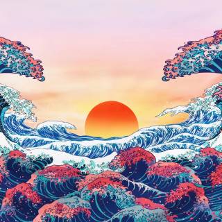 4k Japanese wave wallpaper