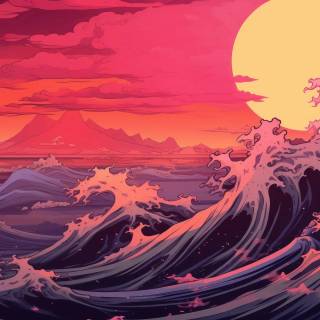 4k Japanese wave wallpaper