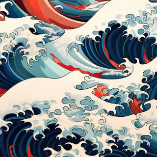 4k Japanese wave wallpaper