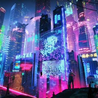 Purple Cyberpunk 4k wallpaper