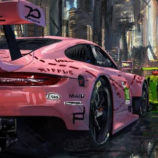 Pink Porsche desktop wallpaper