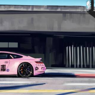 Pink Porsche desktop wallpaper