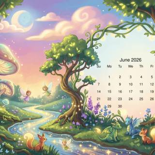 June 2026 calendar wallpaper