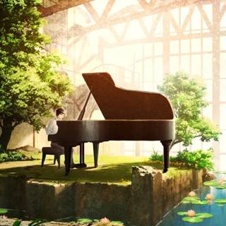 Anime piano phone wallpaper