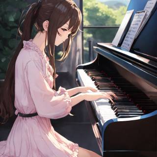 Anime piano phone wallpaper