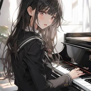 Anime piano phone wallpaper