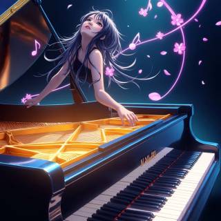 Anime piano phone wallpaper