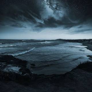 Night sea phone wallpaper