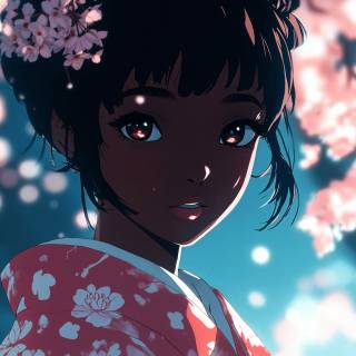 Black anime girl desktop wallpaper