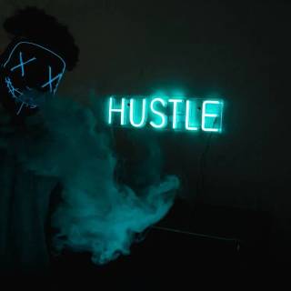 Blue neon desktop wallpaper