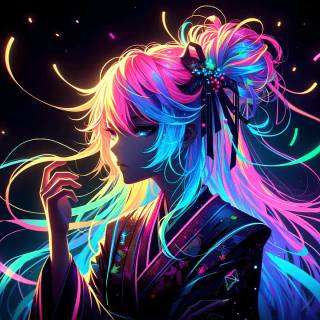 Neon girl desktop wallpaper