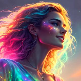 Neon girl desktop wallpaper