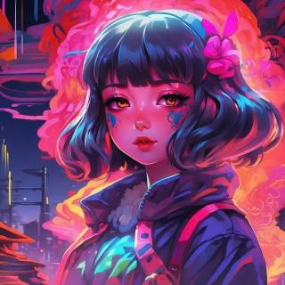 Neon girl desktop wallpaper