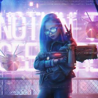 Neon girl desktop wallpaper