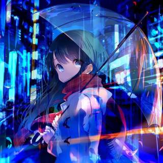Neon girl desktop wallpaper