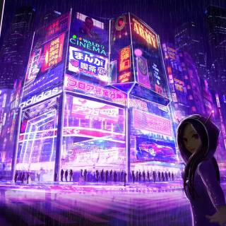 Neon girl desktop wallpaper