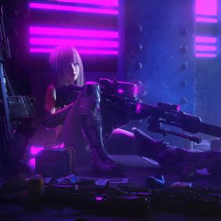 Neon girl desktop wallpaper