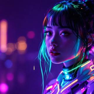 Neon girl desktop wallpaper