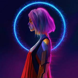 Neon girl desktop wallpaper