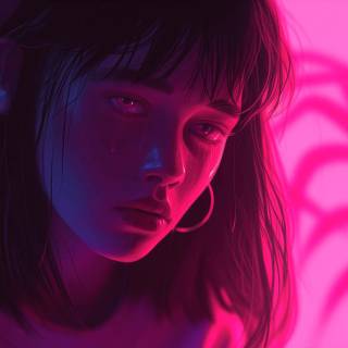 Neon girl desktop wallpaper