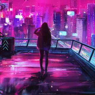 Neon girl desktop wallpaper