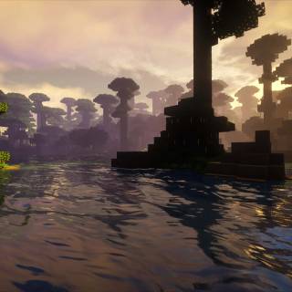 Minecraft sunset 4k wallpaper