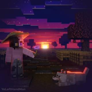 Minecraft sunset 4k wallpaper
