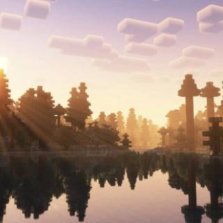 Minecraft sunset 4k wallpaper
