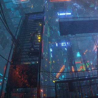 Night city Cyberpunk phone wallpaper
